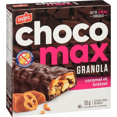 Barres Choco Max, caramel et bretzel
