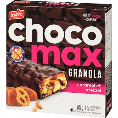 Barres Choco Max, caramel et bretzel