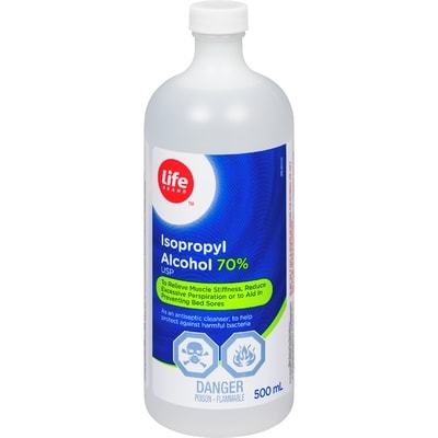 Life Brand Isopropyl Alcohol 70% 500 ml, $0.70/100ml