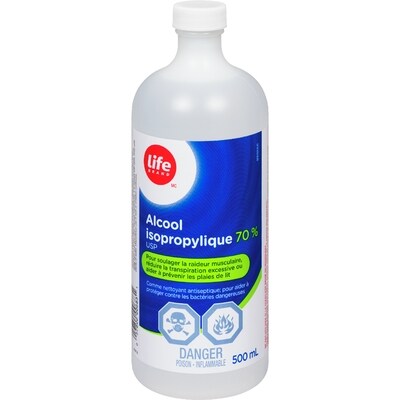 Life Alcool isopropylique 70 % 500 ml, 0,70 $/100ml
