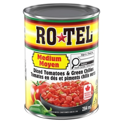 RO TEL Tomates en dés et piments chilis verts, moyen 284 g, 1,05 $/100g