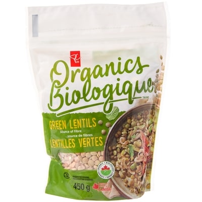 PC Organics Organic Green Lentils 450 g, $0.95/100g