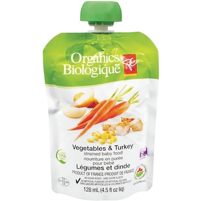 PC Organics Vegetables and Turkey Strained Baby Food 128 ml, $1.56/100ml