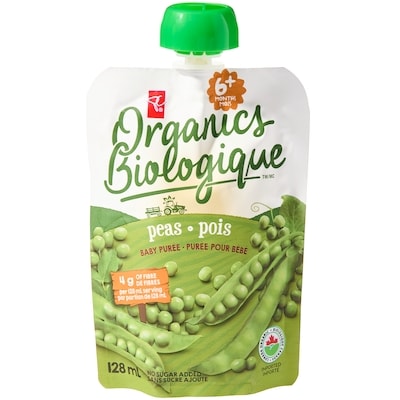 PC Biologique Purée pour bébé Pois Biologique 128 ml, 1,56 $/100ml