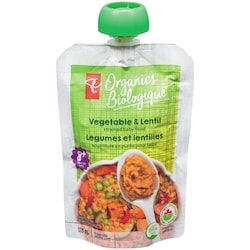 PC Biologique Nourriture en purée pour bébé, légumes et lentilles 128 ml, 1,56 $/100ml