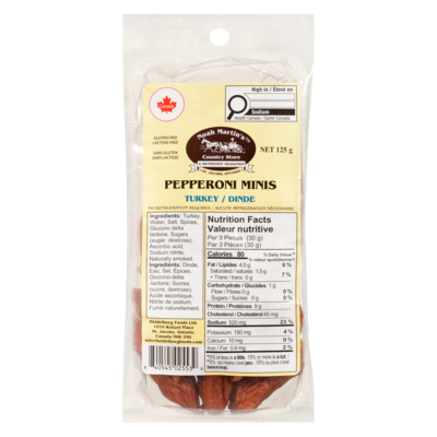 Noah Martin Pepperoni Minis Country Store, dinde 125 g, 6,39 $/100g