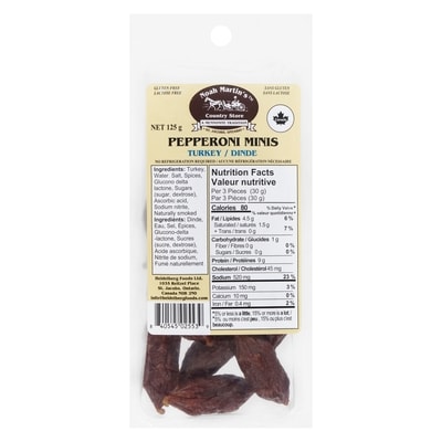 Noah Martin Pepperoni Minis Country Store, dinde 125 g, 6,39 $/100g