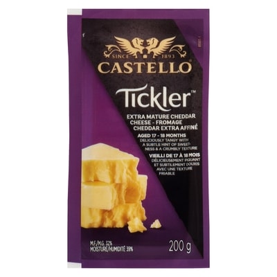Castello Tickler Extra Mature Cheddar Cheese 35% M.F. 200 g, $5.00/100g
