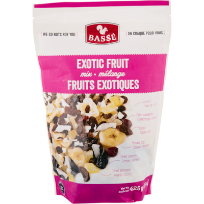 Basse Mélange de fruits exotiques, Bassé 425 g, 1,29 $/100g