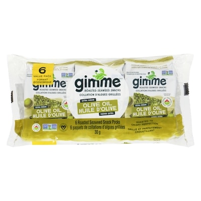 GimMe Collation d’algues rôties biologiques, huile d’olive 6x5.0 g, 29,97 $/100g