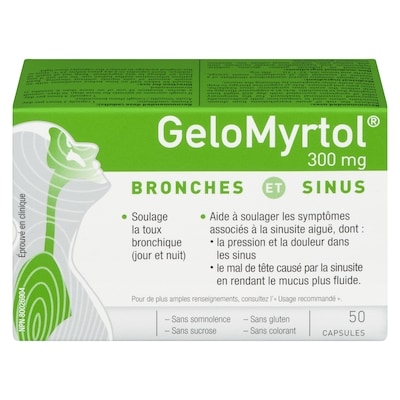 GeloMyrtol Capsules Bronches Et Sinus 300 Mg 50 ea, 0,56 $/1ch