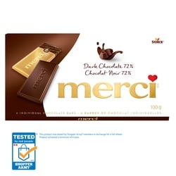 merci Chocolate bar, Dark 72% 100 g, $4.99/100g