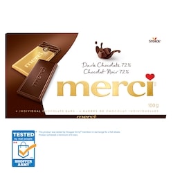 merci Barre de chocolat, Noir 72% 100 g, 2,49 $/100g
