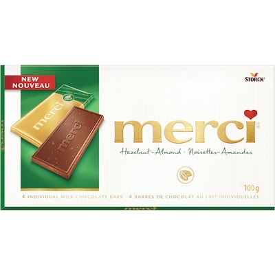 merci Noisettes-Amandes, barre de chocolat 100 g, 3,49 $/100g
