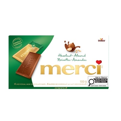 merci Barre de chocolat, Noisettes-Amandes 100 g, 3,00 $/100g