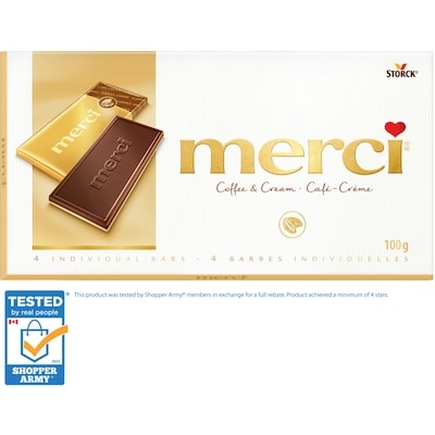 merci Coffee & Cream chocolate bar 100 g, $4.99/100g