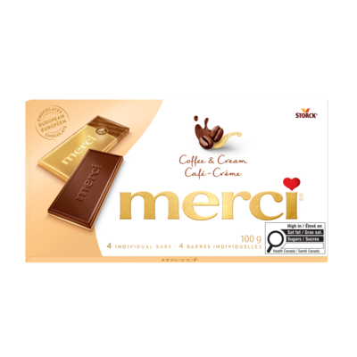 merci Chocolate bar, Coffee & Cream 100 g, $4.99/100g