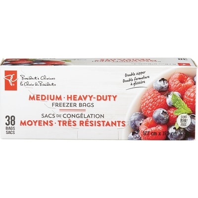 President's Choice Medium Heavy Duty Freezer Bags   38 ea, $0.18/1ea