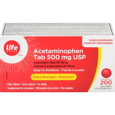 Life Brand Acet Xs 500Mg Tablets    200 ea, $0.09/1ea