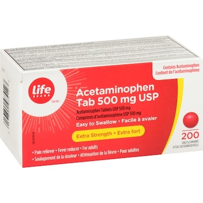Acétaminophène, extra fort, 500 mg, facile à avaler