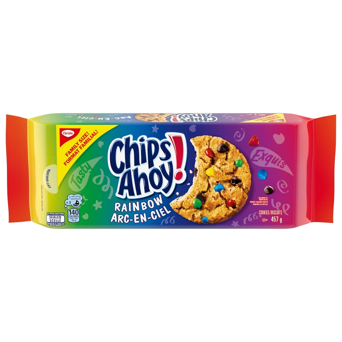 Christie CHIPS AHOY! Rainbow Chocolate Chip Cookies, 1 Family Resealable Pack 457 g, $1.42/100g