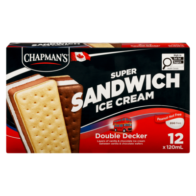 Chapmans Super Ice Cream Sandwich Double Decker 12x120.0 ml, $0.59/100ml