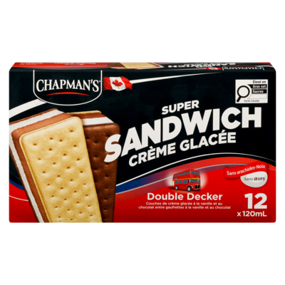 Chapman’s Super Sandwichs crème glacée double decker 12x120.0 ml, 0,59 $/100ml