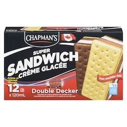 Chapman’s Super Sandwichs crème glacée double decker 12x120.0 ml, 0,42 $/100ml