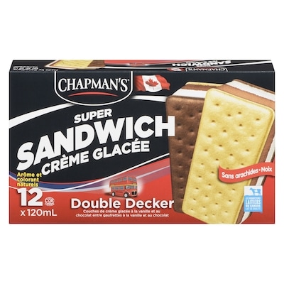 Chapman’s Super Sandwichs crème glacée double decker 12x120.0 ml, 0,56 $/100ml