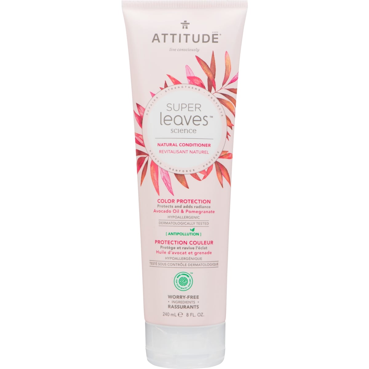 Attitude Revitalisant naturel Super Leaves Protection couleur, huile d’avocat et grenade 240 ml, 4,16 $/100ml
