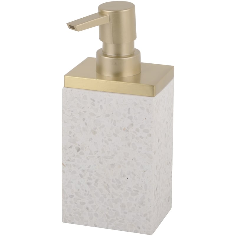 Terrazzo Dispenser, White with Gold