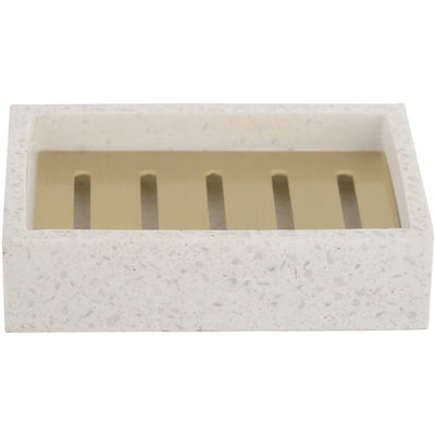 Life at Home Terrazzo Soap Dish, White with Gold 1 ea, $12.00/1ea