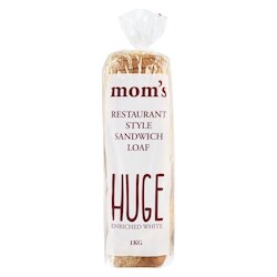 Moms Restaurant style sandwich loaf huge enriched white 1 kg, 0,50 $/100g