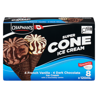 Chapmans Super Cone French Vanilla & Dark Chocolate Ice Cream 8x120.0 ml, $0.88/100ml