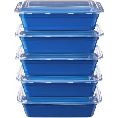 Rectangular 10 Piece Meal Prep Container, Blue