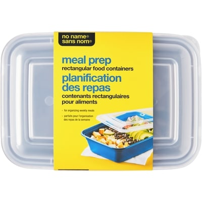 Sans Nom Contenant rectangulaire pour préparation de repas, 10 pièces, bleu 1 ea, 0,80 $/1ch