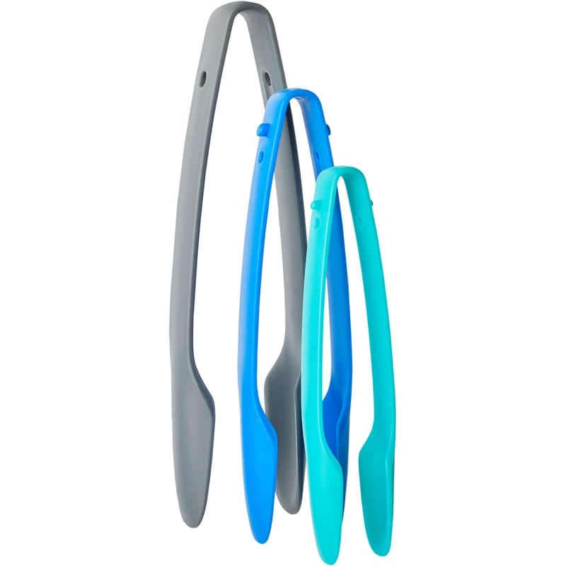 3 Pack Nested Tongs, Blue And Grey