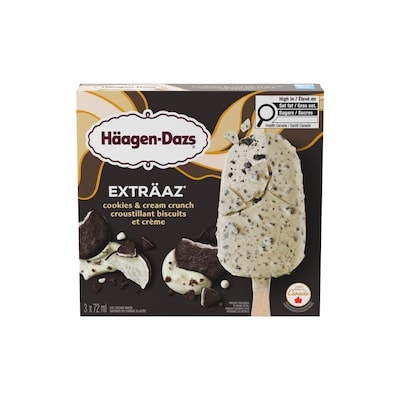 Häagen-Dazs Barre de crème glacée exträaz croustillant biscuits et crème 3x72.0 ml, 2,29 $/100ml