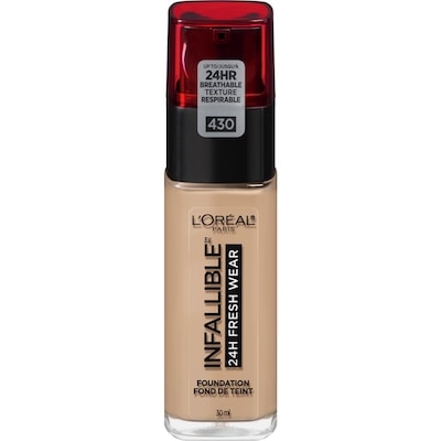 L'Oreal Paris Foundation Infallible Fresh Wear 24HR, Lightweight, Longwear, Breathable Formula, Ivory Buff 30 ml, $73.30/100ml
