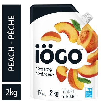IÖGO Pochette de yogourt à la pêche 1 % 2 kg, 0,55 $/100g