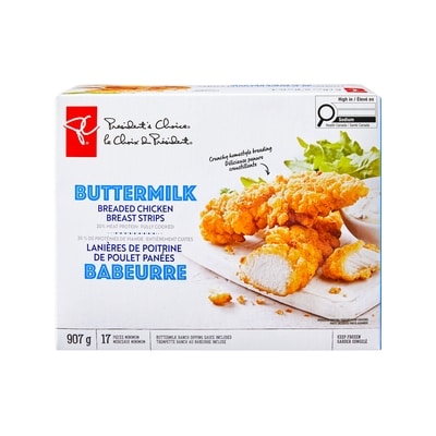 le Choix du Président Lanières de poitrine de poulet panées au babeurre 907 g, 2,43 $/100g