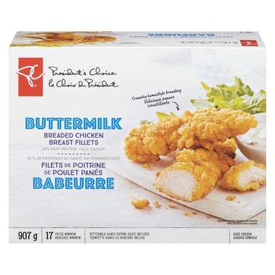 le Choix du Président Lanières de poitrine de poulet panées au babeurre 907 g, 2,43 $/100g
