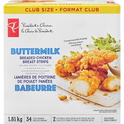 le Choix du Président Filets De Poitrine De Poulet Au Babeurre Entièrement Cuits Format Club 1.81 kg, 2,10 $/100g