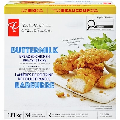 le Choix du Président Filets De Poitrine De Poulet Au Babeurre Entièrement Cuits Format Club 1.81 kg, 2,10 $/100g