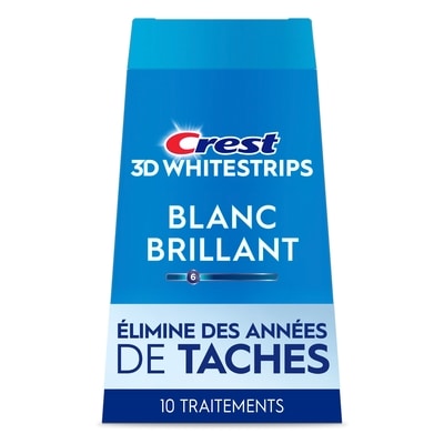 Crest Ensemble de blanchiment des dents à domicile 3D Whitestrips Blanc brillant, 10 traitements, 6 niveaux plus blanches 10 ea, 3,70 $/1ch