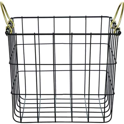 Life at Home Black Metal with Gold Handles Storage Basket, 13 in x 13 in x 11 in 1 ea, $25.00/1ea