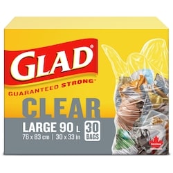Glad Clear Garbage Bags - Large 90 Litres 30 ea, $0.40/1ea