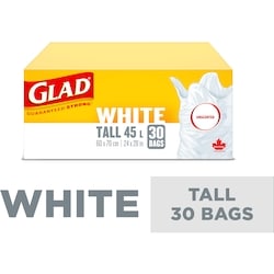 White Garbage Bags - Tall 45 Litres - Unscented