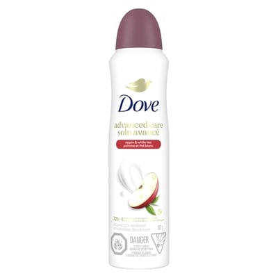 Dove Advanced Care Dry Spray Antiperspirant Apple & White Tea Scent 107 g, $9.34/100g