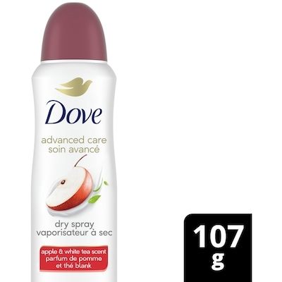 Dove Advanced Care Dry Spray Antiperspirant Apple & White Tea Scent 107 g, $9.34/100g